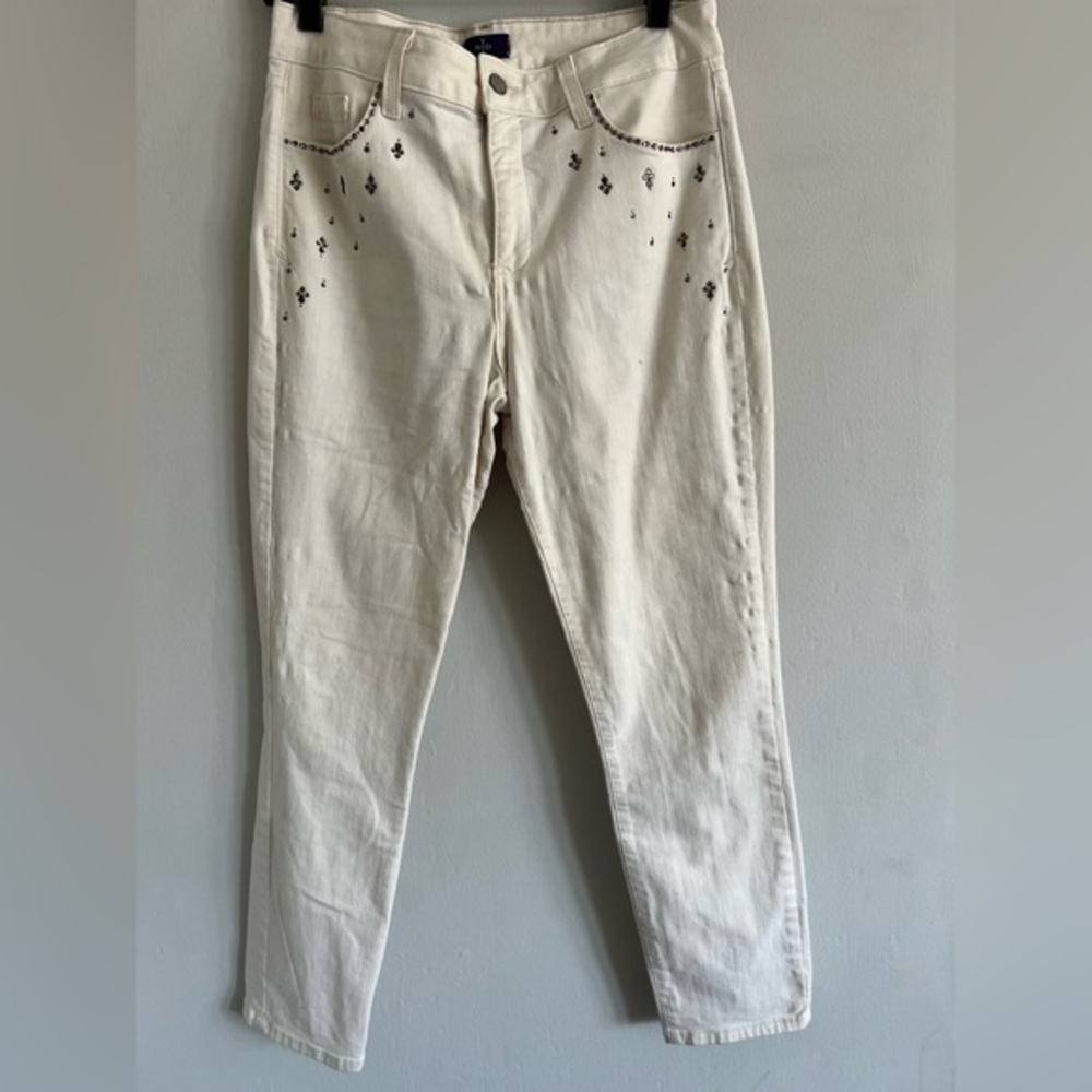 NYDJ Rhinestone Embellished Skinny Jeans Sz10